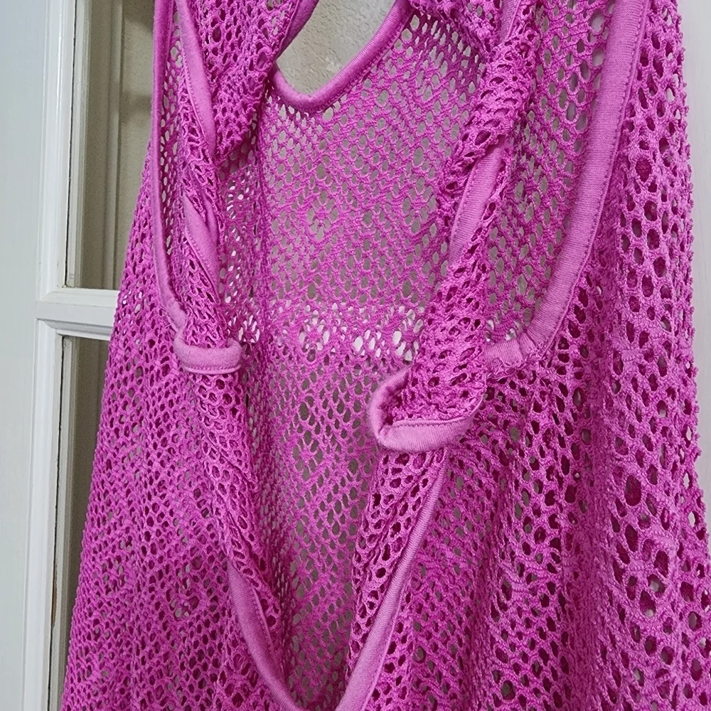 OP Ocean Pacific Crochet Swim Cover Up Dress Smooth Lilac XL 15-17